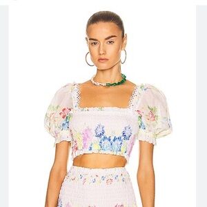 Floral Smocked Crop Top and Skirt Set